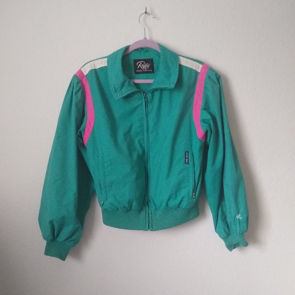 Roffe Vintage Teal and Pink Ski Jacket Size S